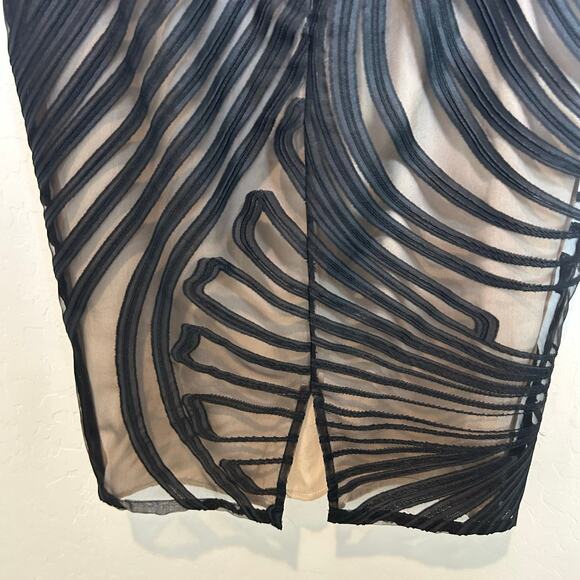 Lela Rose Gathered Boat Neck Corset Black Organza Midi Dress NWT Women’s Size 6 - Picture 6 of 9